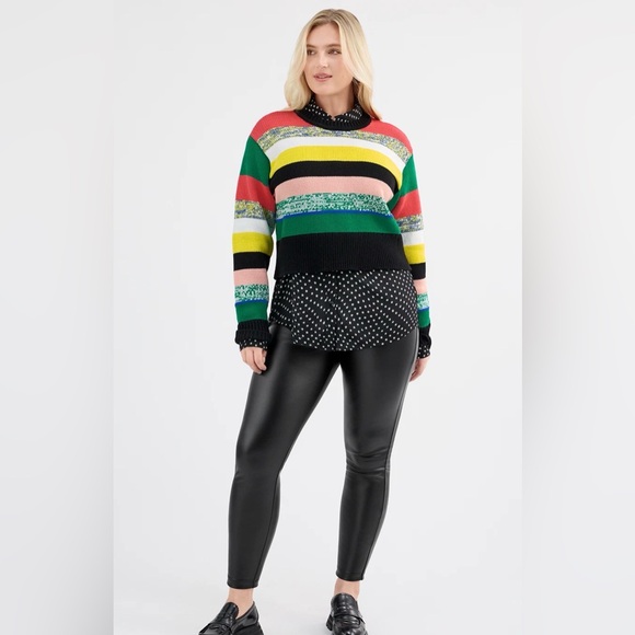 CAbi Sweaters - CAbi Colorful Stripe Crop Sweater
